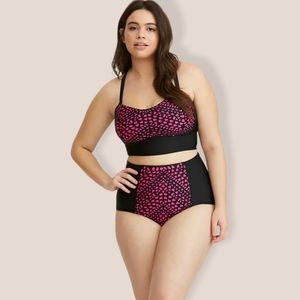 Torrid Black/Pink Laser Cut Bandeau Swim Top 1x